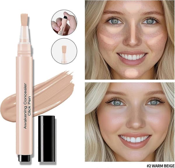 Concealer Click Pen, Flydende Concealer Pen, Concealer til Mørke Rande, Let Dækkeevne, Holdbar Formel, til Piger Warm Beige