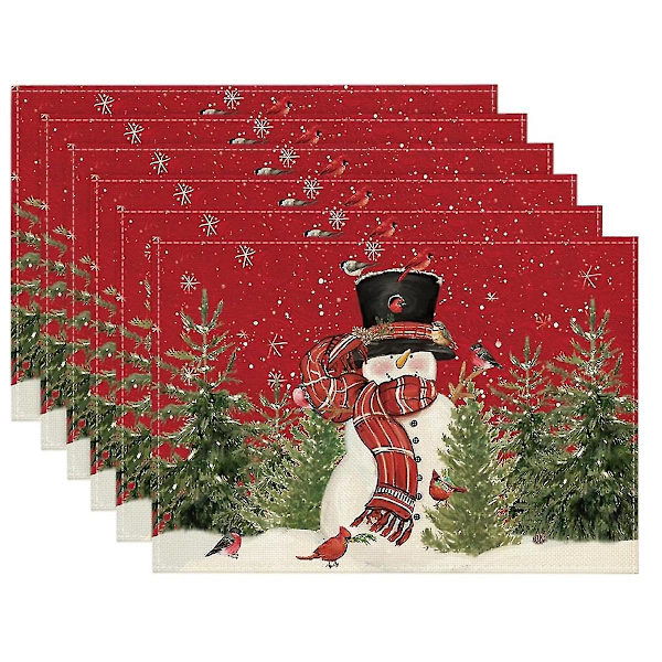 Juldukar, 12x18 tum, säsongsbetonade julbordsdukar, tvättbara bordsdukar, set om 6 red