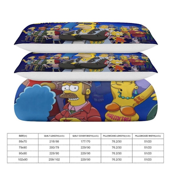 x240 The Simpsons 3-delt sengetøjssæt Varmt og behageligt blødt dynebetræk sengetøjssæt med 1 dynebetræk og 2 pudebetræk til soveværelse b240 135x200cm 53x78in