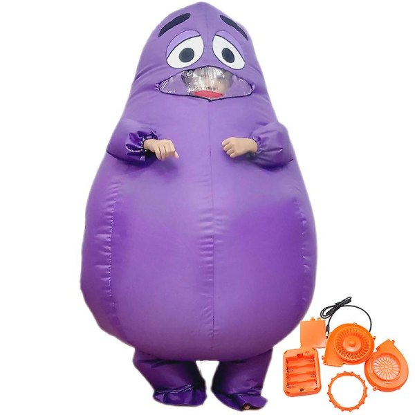 Grimas Maskot Kostym För Barn Vuxen Pojke Flicka Män Kvinnor Grimaser Födelsedag Gameboy Halloween Cosplay Uppblåsbar kostym Shake Child Purple Height 155-195cm