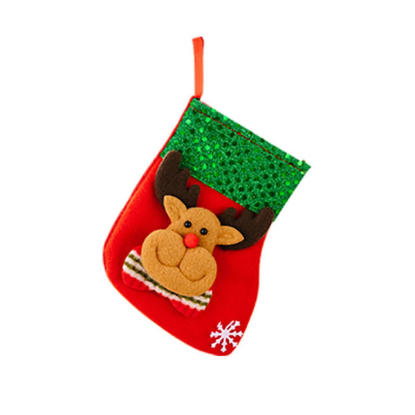 Christmas Sock Santa Claus Snowman Deer Bear Pattern Sparkling Sequins Christmas Stocking Gift Bag For Festival C