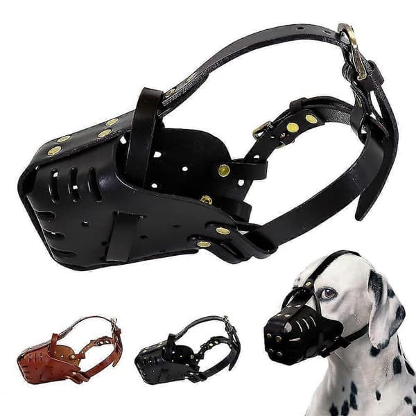 Läder Pitbull Hundmunkorg Doberman Schäfer Säker Korg_Specialgåva Black