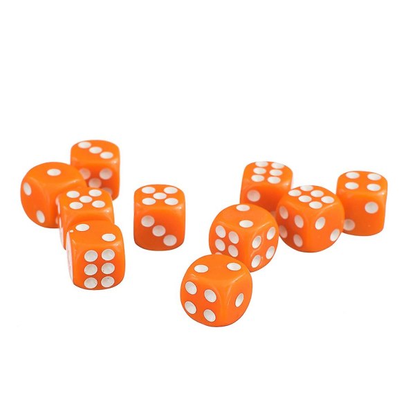 50 X 12mm Opaque Sekskantede Punkt Terninger Spill D6 D&d Rpg Oransje