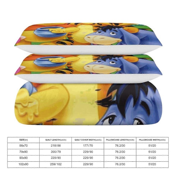v93 Winnie the Pooh 3-delt sengesett for enkeltseng - Inkluderer 1 enkeldyne og 2 putetrekk - Falmebestandig mikrofiber - Winnie the Pooh io93 135x200cm 53x78in