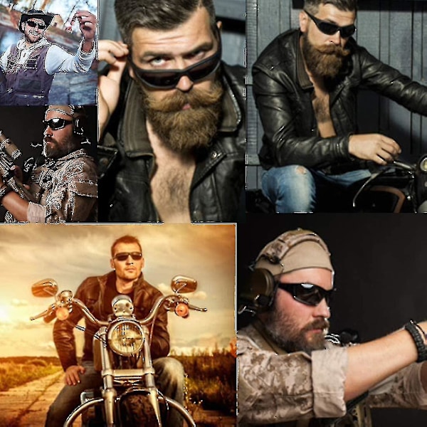Supermörka glasögon med svart lins | Biker Style Rider | Wrap Around-båge