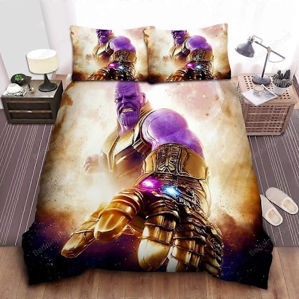 v4705 Sengetøy Thanos Og Galaksen Dynetrekksett Barn Putetrekk Sengetøy Laken IU4705 200x200cm 78x78in
