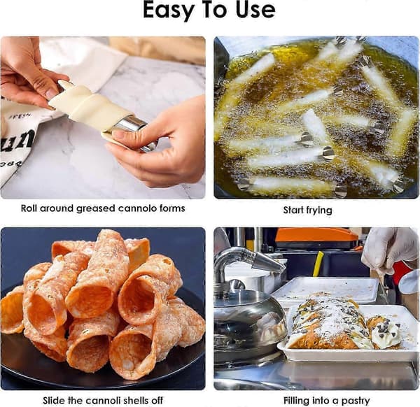 15 stk. Cannoli-former i rustfritt stål - Non-stick bakeverktøy