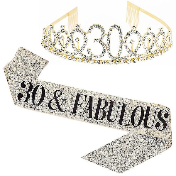 Set - 30th Birthday Sash 30 Birthday Gifts Party Favors,gold