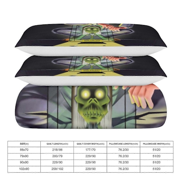 v1502 Goosebumps Slappy Quilt Sæt Tyk Blød 3 Dele Sengesæt Helårs Dynebetræk med 2 Pudebetræk til Voksne Kvinder Piger Teenagere Hjem Værelse De 200x200cm 78x78in