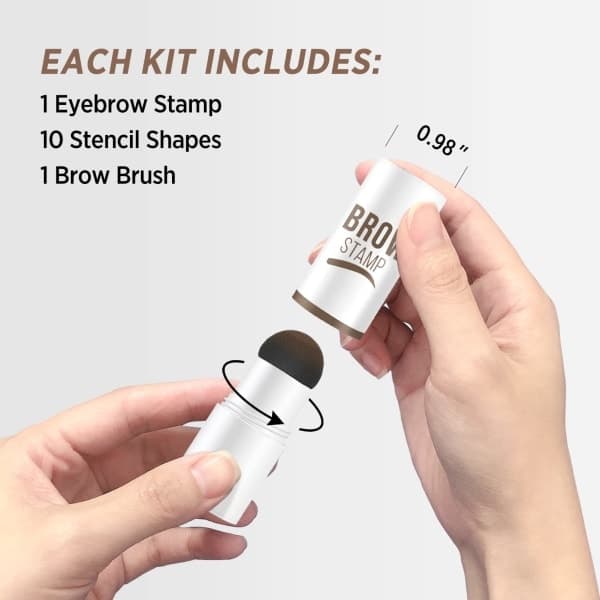 Eyebrow Stamp and Stencil Kit, 10 Eyebrow Stencils, Dark Brown