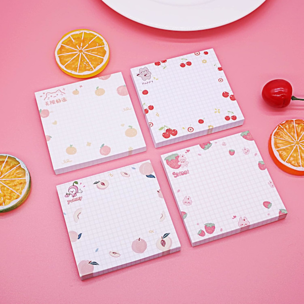 Sødt Sticky Notes Kawaii Sticky Notes 3.1x3.1in 4Pads 80Sheets/Pad Selvhæftende Note Pads Sødt Farverige Super Sticky Note Pads 4 Unikke Søde Mønstre