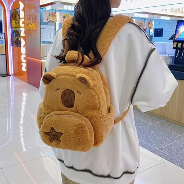 Cute Capybara Plush Backpack, Capybara Stuffed Animal Backpack, Capybara Teen Student Backpack, Kids Birthday Gift