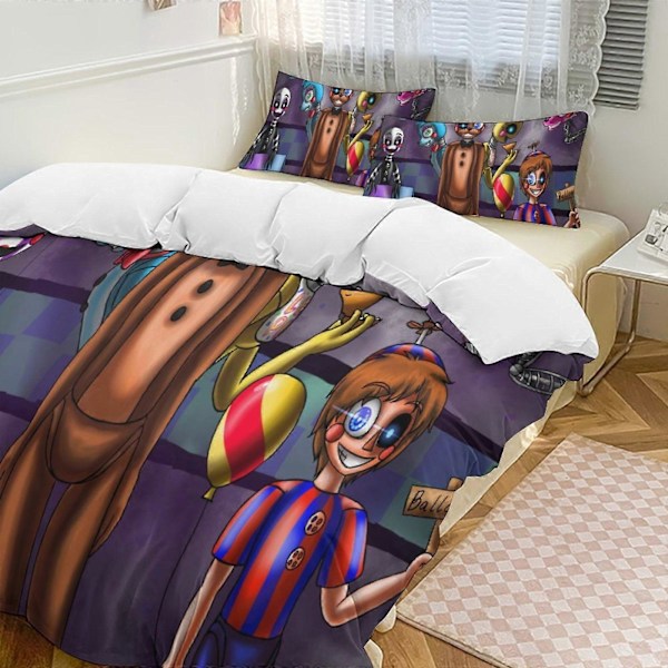 v1310 Five Nightat Freddy Täcke Set Tjockt Mjukt 3-delars Sängklädesset Året Runt Täcke med 2 Örngott för Vuxna Kvinnor Flickor Tonåringar Hemrum 200x200cm 78x78in