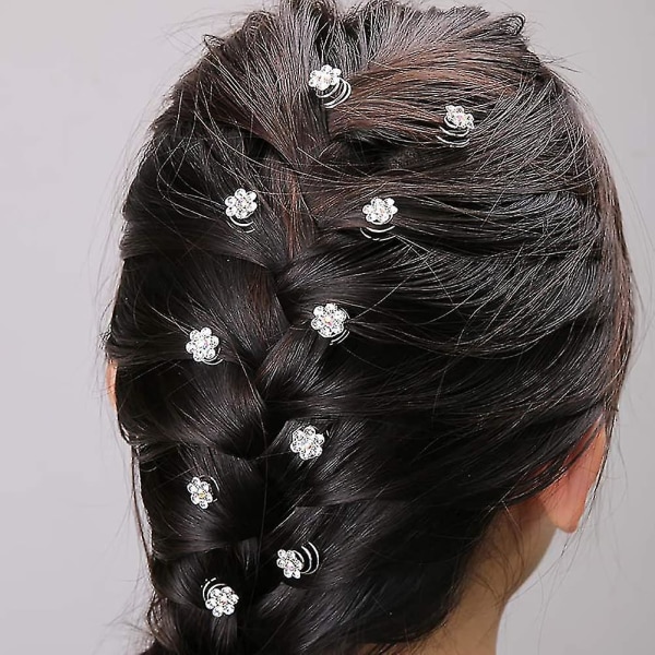 Kryc 24 st spiralhårnålar, brudhårklämmor, kristallpärlor virvelhårnålar virvelhårvridningar spolar håraccessoarer för kvinnor flicka bröllop brud