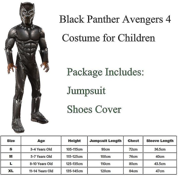 2023 Svart Muskel Jumpsuit Panther Kostym För Barn Djur Super Leopard Halloween Barn Purim Karneval Cosplay M