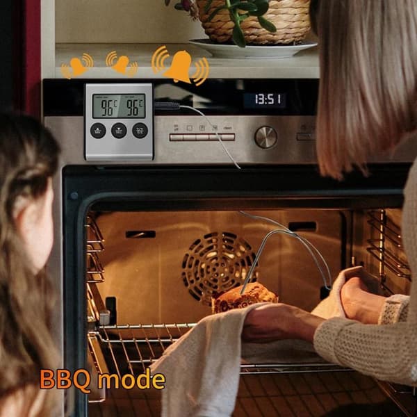 Kødtermometer - Køkkentermometer - Rustfrit stål - Digital - Grilltermometer - Med timer - Magnetisk - Termometer også velegnet til kød, grill, ovn