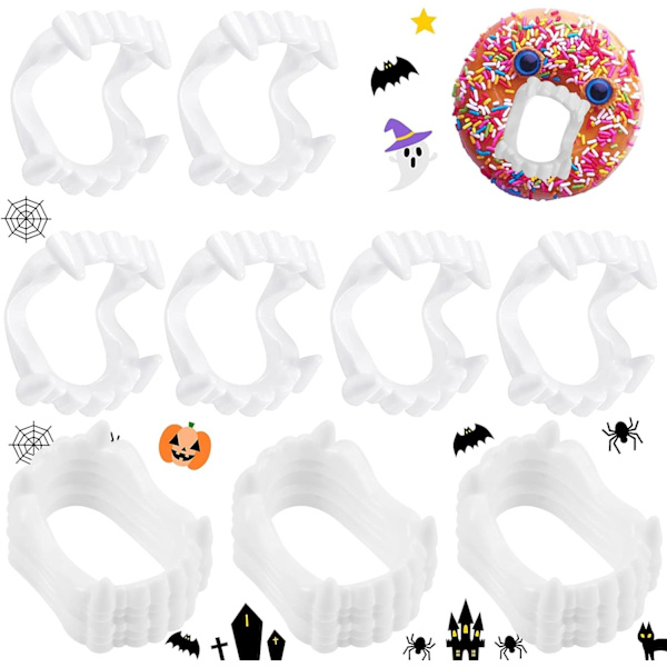 18 kpl Vampyyrin Hampaat Torahampaat, Halloween Ihmissusi Zombi Hampaat, Halloween Juhlat Naamiaiset Roolipeli Rekvisiitta Aikuisille Teineille (Valkoinen)