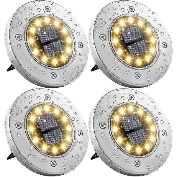 4 Pieces Solar Garden Lights 12 Leds Solar Floor Light Outside Solar Garden Lights Warm White