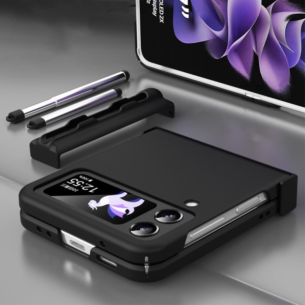 Macaron case , joka on yhteensopiva Galaxy Z Flip 4:n kanssa, Hard PC All-inclusive cover saranasuojalla Black For Galaxy Z Flip 4