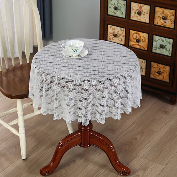 Vit rund spetsduk Elegant bordsduk dekorativ för arbetsrum hem Lönnlöv Maple Leaf Round Diameter 100cm