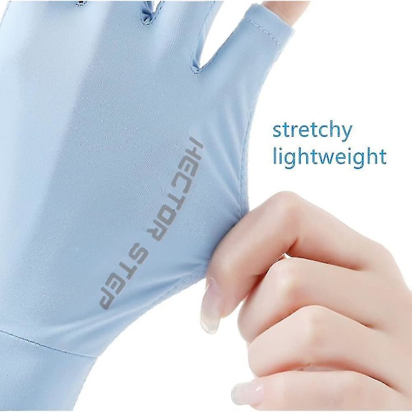 Dame Fingerless Solhandsker UPF 50 til UV-beskyttelse - Ideel til fiskeri, kørsel, cykling og vandreture blue M