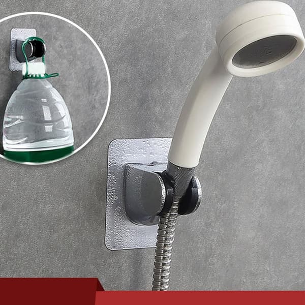 Handheld Shower Head Holder Metal Drill-Free Self-Adhesive Adjustable Wall Mounted Shower Bracket for Bathroom