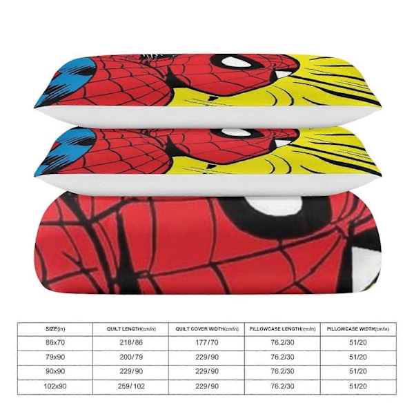 v284 Spider-Man 3-delt sengesett for enkeltseng - Inkluderer 1 enkelt dyne og 2 putevar Sengetøy - Falmebestandig mikrofiber - Spider io284 135x200cm 53x78in