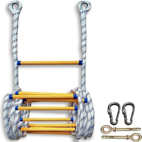 Portable Fireproof Rope Emergency Fire Escape Ladder (Size: 3m/9.8ft), Quick Deployment, Soft Ladder for Adults to Escape Through Windows
