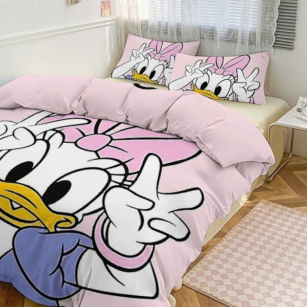 Sengetøy g456 Dolly Duck-mønster Sengetøysett Dynetrekksett 3 Deler 1 Dynetrekk og 2 Putetrekk for Kvinner Menn Tenåringer tq456 Sengetøy 135x200cm 53x78in