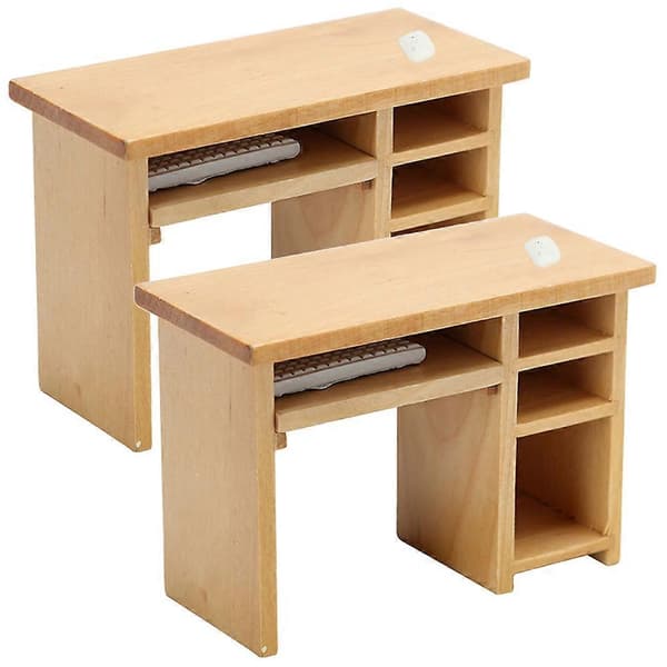 Miniature computerbord i træ til dukkehus, 2 sæt