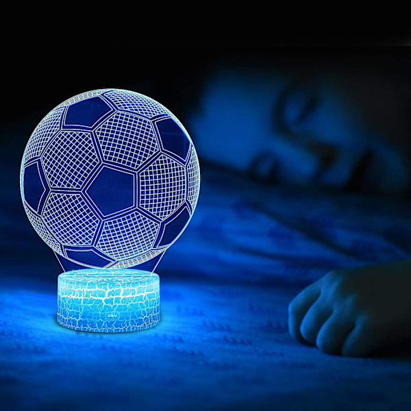 Xceedez Fodbold 3d Natlampe Til Drenge, 3d Optisk Illusionslampe, Dæmpbar 3d Natlampe Med 16 Farveændringer Og Fjernbetjening, Fødselsdag Og Chr