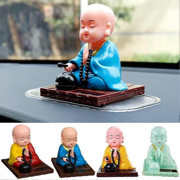 Buddha Bobble Head Solardriven liten skrattande Buddha-figur Red