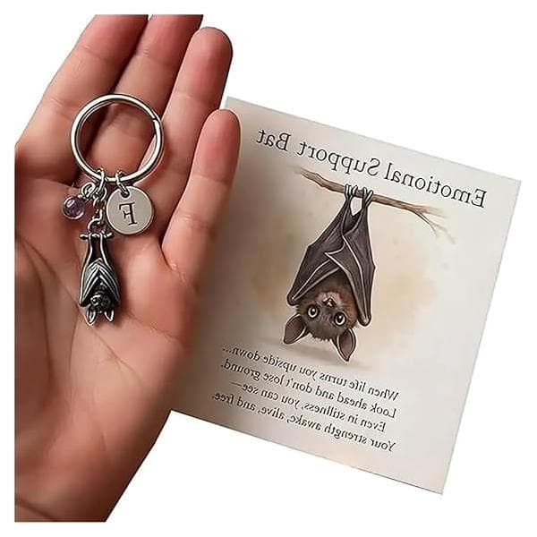 Encouraging Bat Keychain Thoughtful Handmade Inspirational Keychain Personalized Emotional Support Bat Gift