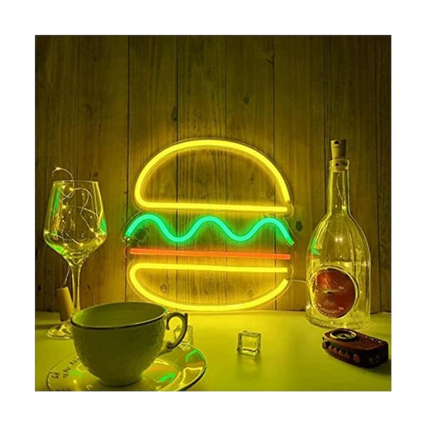 Hamburger Neon Lys Neon Skilt Usb Drevet Vægkunst Lys Neon Dekoration Hjemmedekoration Til Fest Bryllup