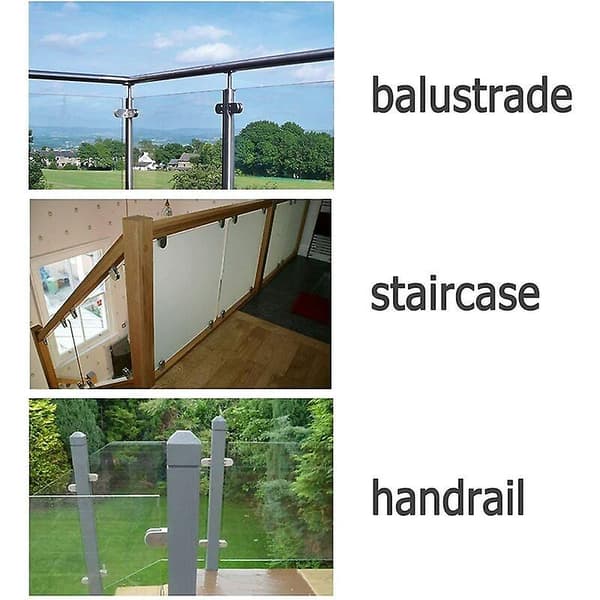 Pcs Glasklemme 6-8mm Glasholder 304 Rustfrit Stål Glasklemme Justerbar Glasholder Til Balustrade Trappe Gelænder