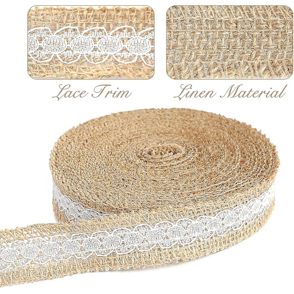 10m Jute Rulle Burlap Spetsband Jute Spetsband För Diy Bröllopsdekoration, Presentinslagning Hy
