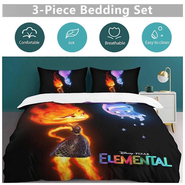 x118 Elemental 3-delars Sängklädesset Varmt och Bekvämt Mjukt Påslakanset med 1 Påslakan och 2 Örngott för Sovrum b118 135x200cm 53x78in