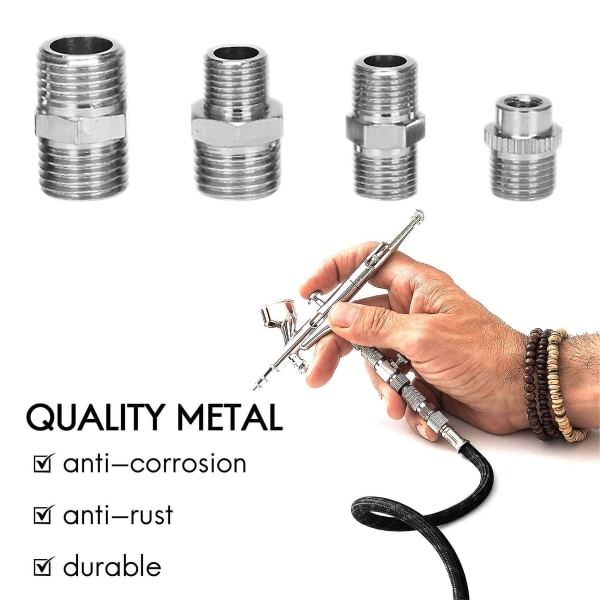 8 stk. Airbrush Fleksibel Adapter Fitting Connector Sæt Til Kompressor Og Airbrush Slange