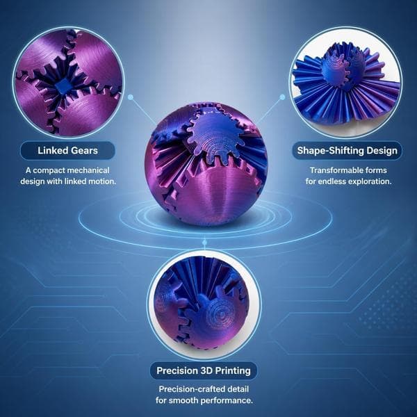 Kugelkula 3D-printed cube toy, rotating ball cube desk gyroscope, unique and fun birthday gift, cool 3D printed things