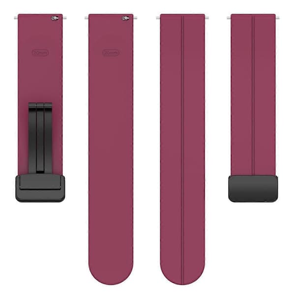 xDfind Fladhoved Rille Foldbar Sort Spænde Silikone Urrem Wine Red 22mm