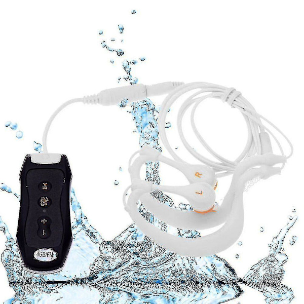 FM-radio 4 GB IPX8 vandtæt MP3-musikafspiller til svømning og dykning med øretelefoner, headset, sport, stereo, bas og svømme-MP3 med klips