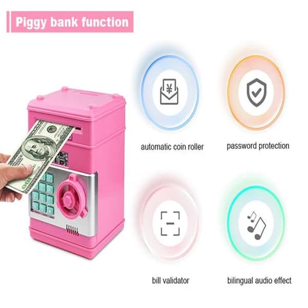 Pink Safe - With Code Lock and Sound Effects - Automatic Banknote Feeding - Educational Toy for Children (3+ years)