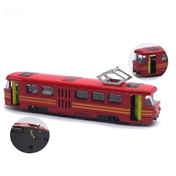 Classic Train Tram Diecast Pull Back Model With Led Music Educational Toy Kids White White
