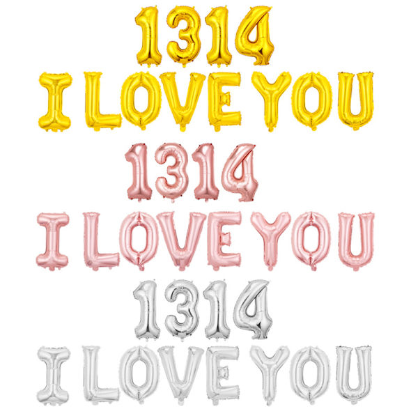 16 tuuman I LOVE YOU -sarja alumiinikalvopallo Ystävänpäivän koristelu Häät Golden ILOVEYOU1314