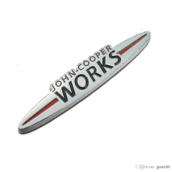 Krom/rød/sort Mini John Cooper Works Badge Emblem 135mm X 25mm