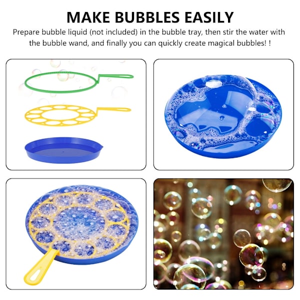 Stor bubbelstav med bricka, rolig bubbelmaskin, olika bubbelstavar för utomhusaktiviteter och fester på sommaren