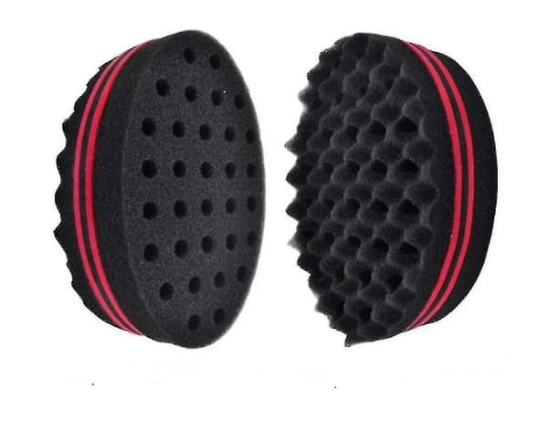 2 stk. Dobbeltsidet Barber Hårbørste Svamp Låsning Afro Curl Twist Dreads Coil Wave