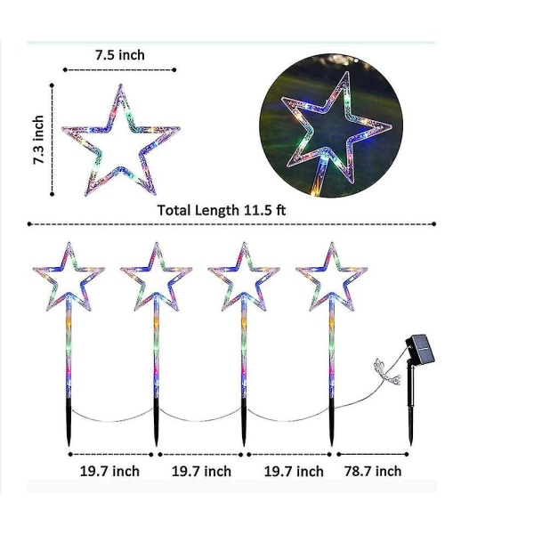 Sæt med 4 Led Stake Havelys - 40 Led Pathway Decoration Have Plæne Patio - Festlig Xmas Glow Juledekoration snowflake