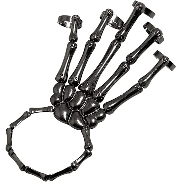 Skeleton Punk Håndben Armbånd med Ring Skull Fingre Håndleddsbånd Ghost Håndkjede for Menn og Kvinner Halloween Cosplay Kostymefest Rekvisitt Dekorasjon