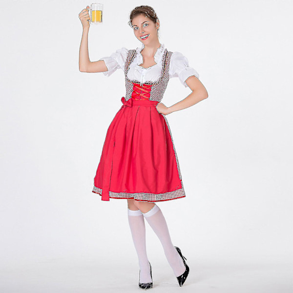 Bästsäljande dam Oktoberfest-dräkt tysk Dirndl-klänning kostymklänning bayersk karnevalfest 50 % erbjudande-i Light blue XL